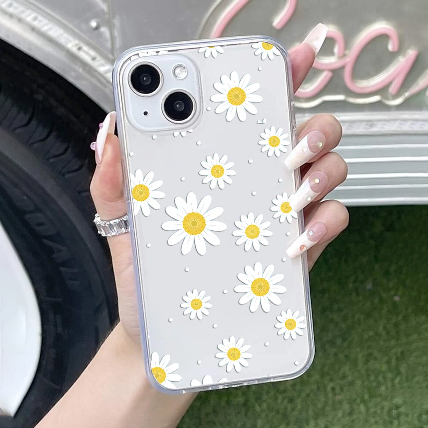 Beautiful Daisy Floral Transparent Silicon Case For Google