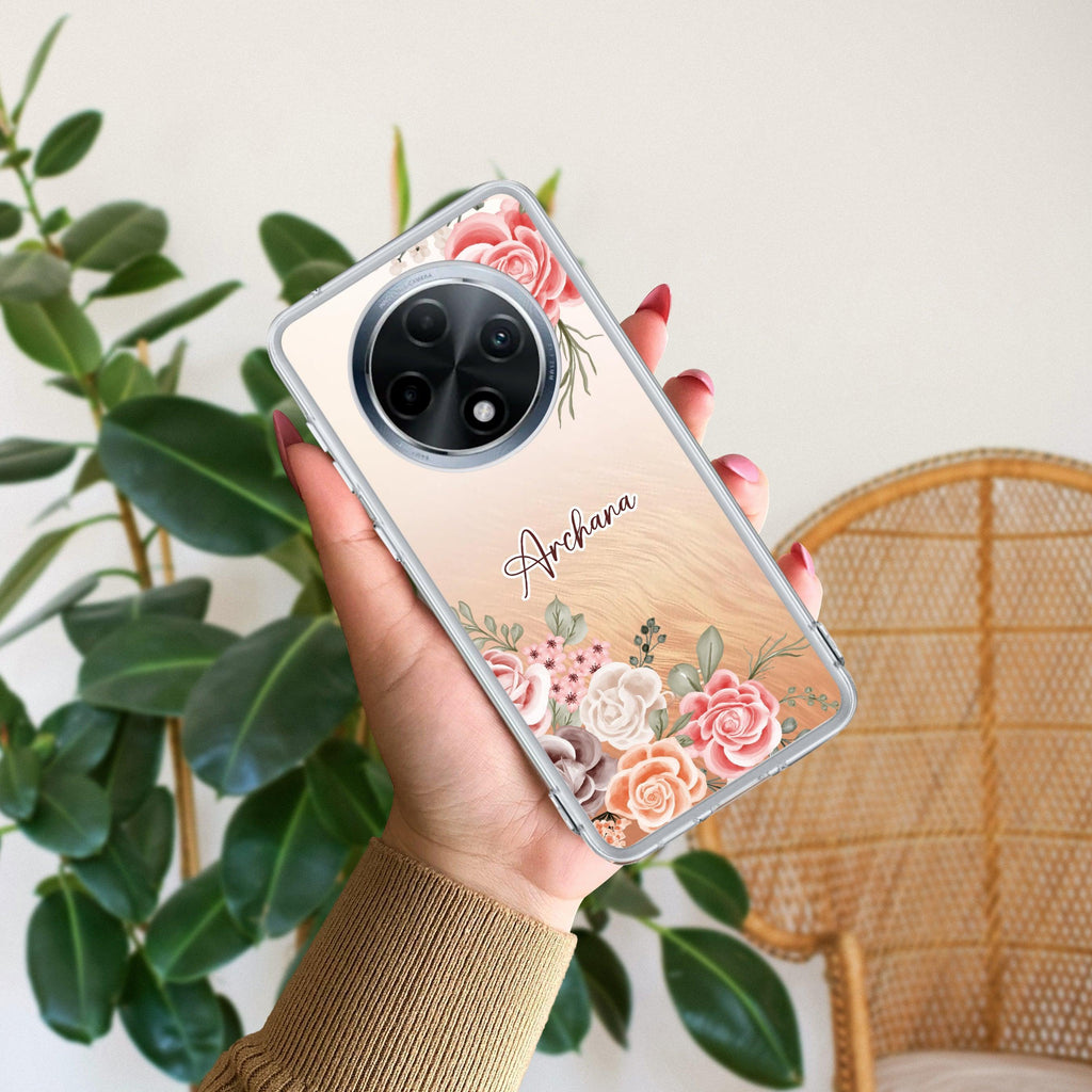 Pink Floral Anti Yellow Case For Oppo F27 5G