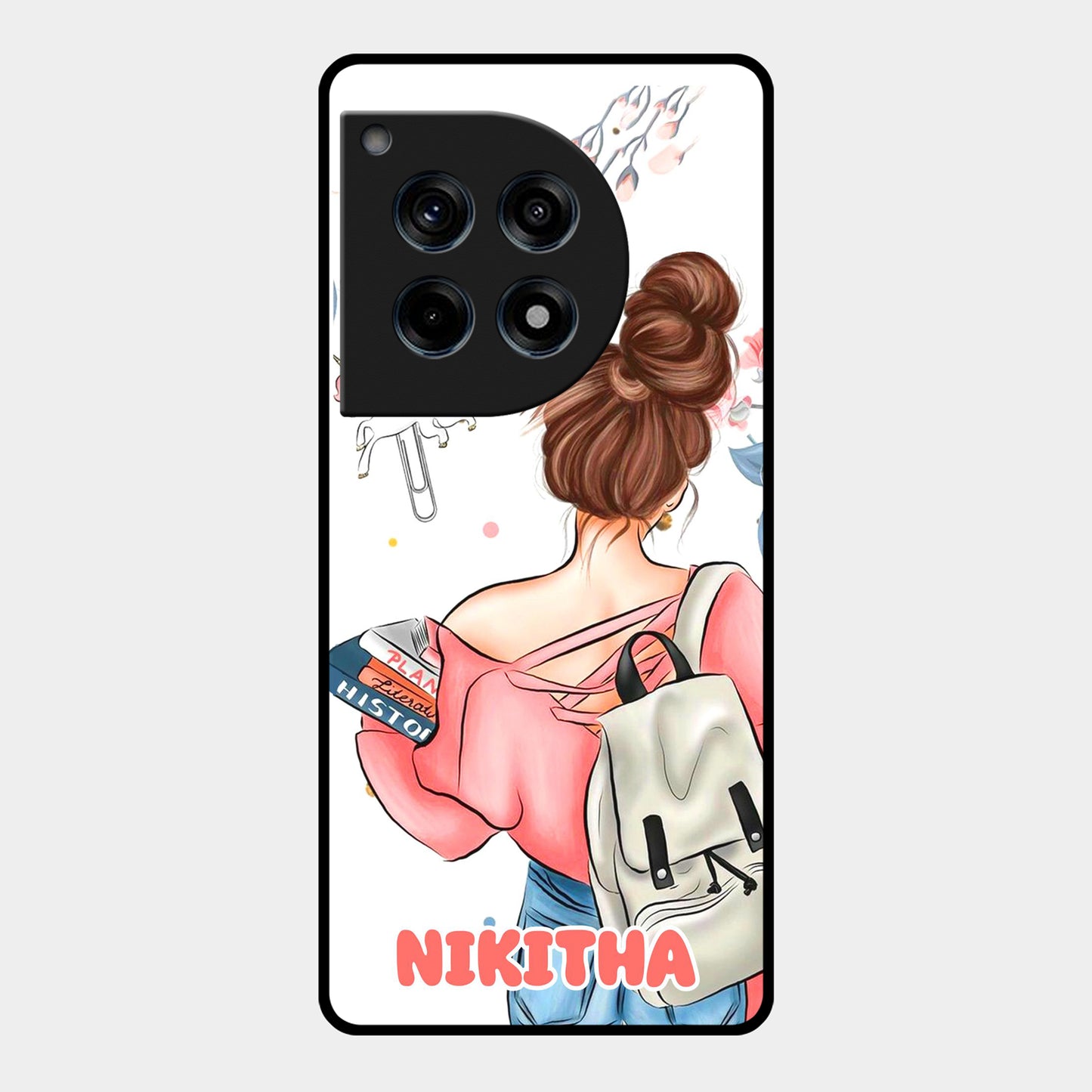 Girl With Book Glossy Metal Case Cover For OnePlus