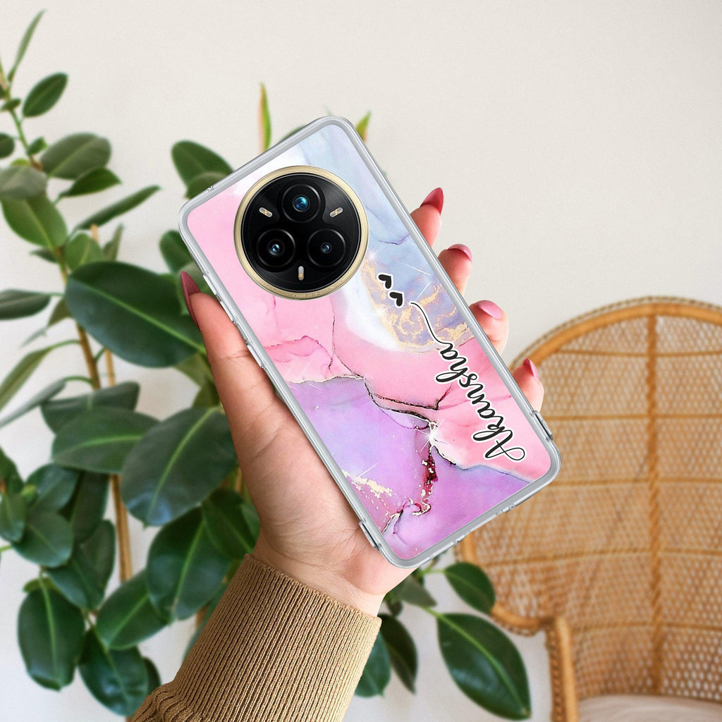 Pink Gradient Marble Customize Transparent Silicon Case For Realme GT Master Edition