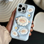 3D Cartoon Sheep Flock Case Funda Cotton Candy Cloud Pop Back Case with Holder - ShopOnCliQ