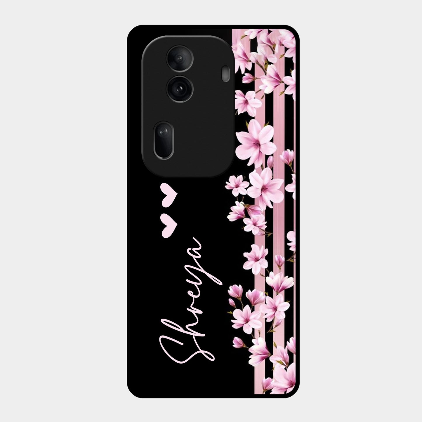 Pink Floral Glossy Metal Case Cover For Oppo