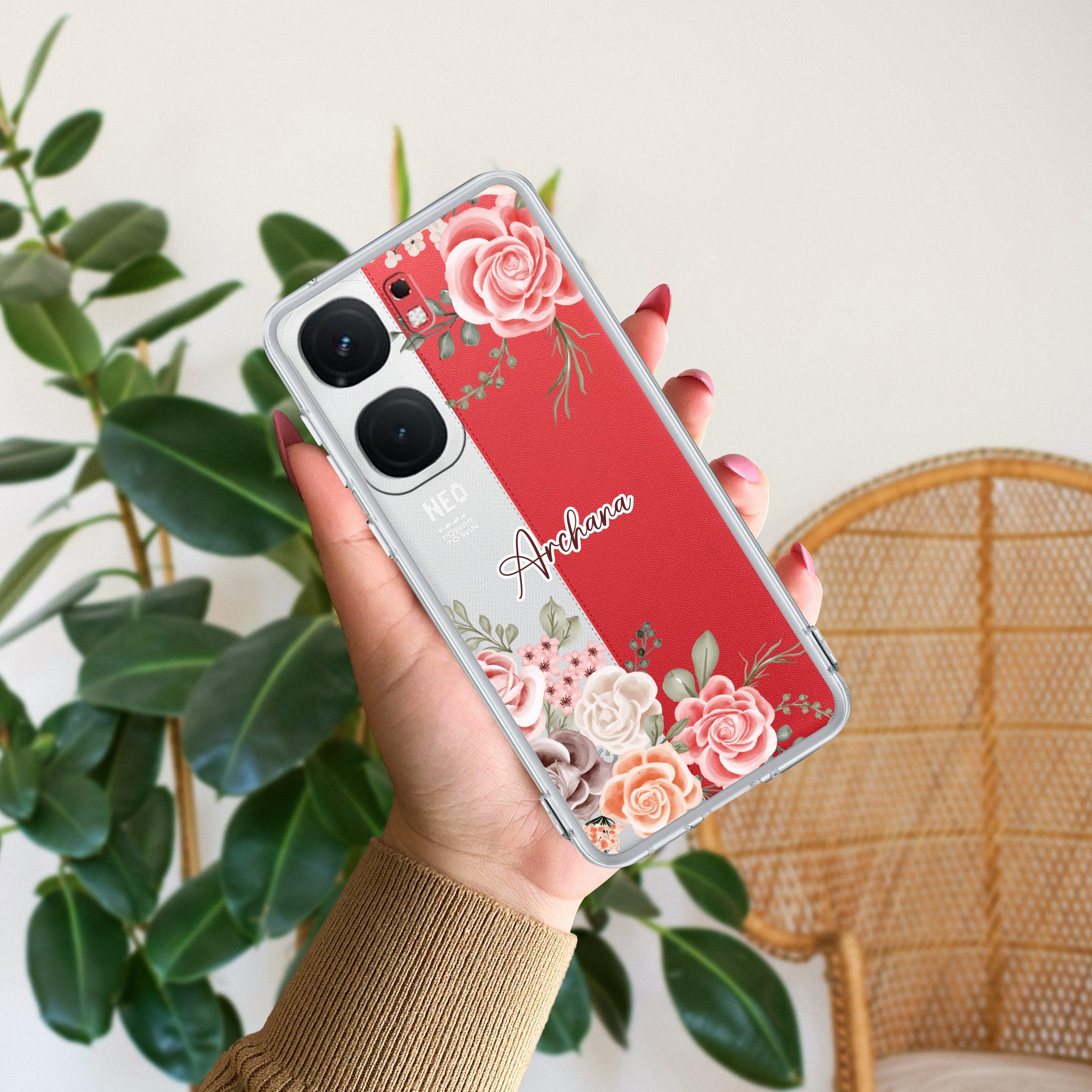 Pink Floral Transparent Silicon Case For iQOO - ShopOnCliQ