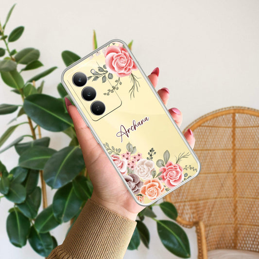 Pink Floral Transparent Silicon Case For Realme/Narzo