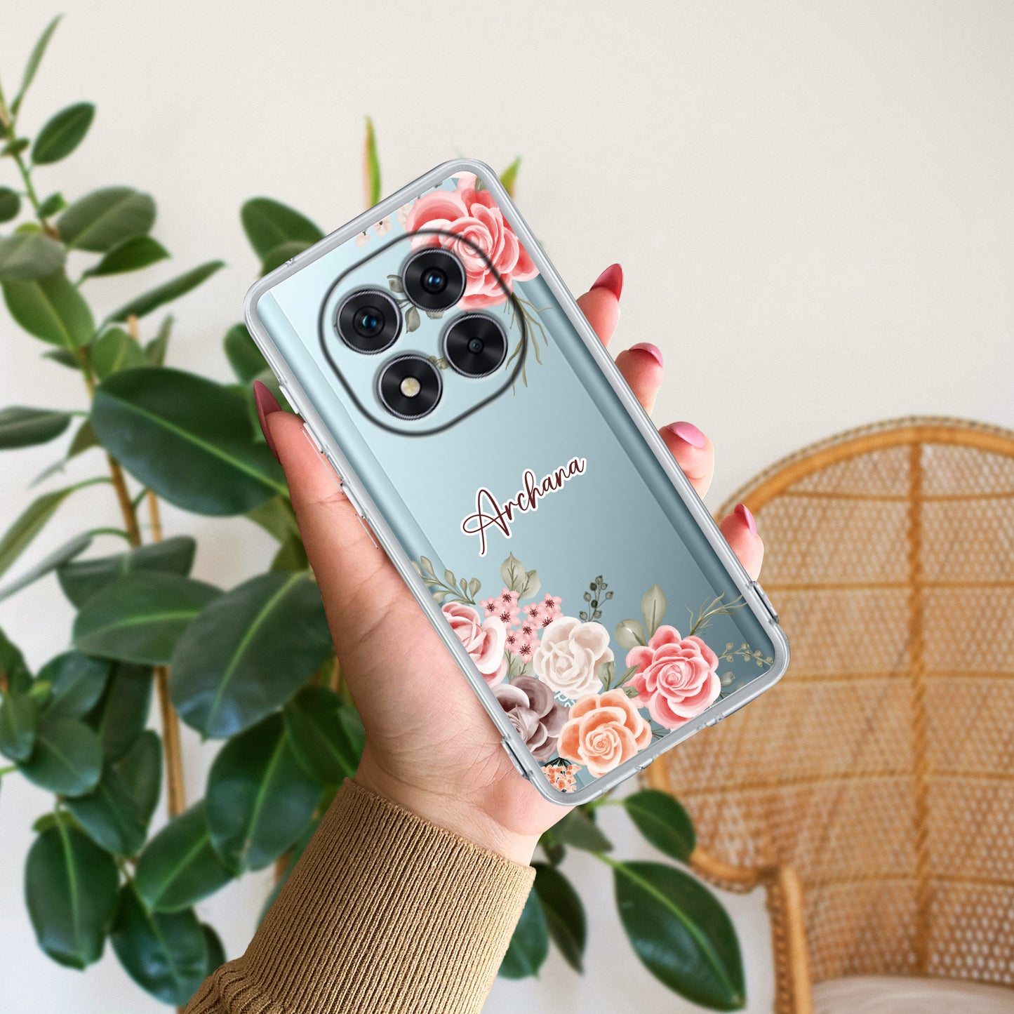 Pink Floral Transparent Silicon Case For Redmi/Xiaomi