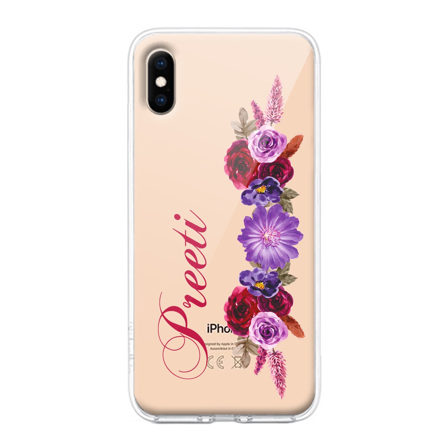 Blue Aster Floral Customize Transparent Silicon Case For iPhone