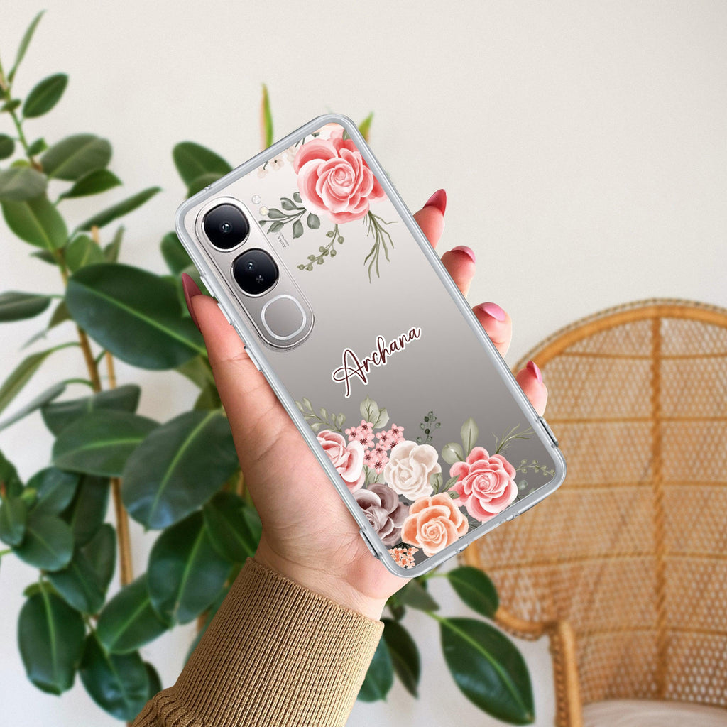 Pink Floral Transparent Silicon Case For Vivo - ShopOnCliQ