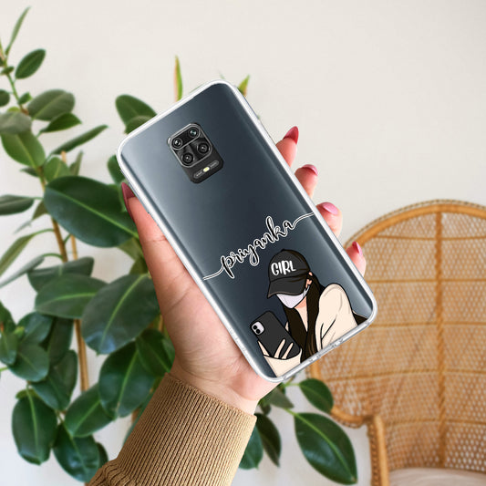 Stylish Girl With Cap Customize Transparent Silicon Case For Poco