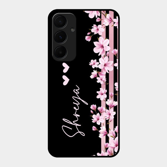 Pink Floral Glossy Metal Case Cover For Samsung