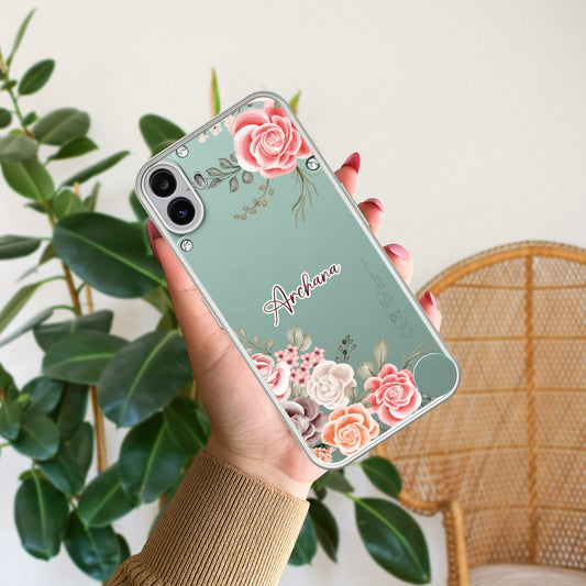 Pink Floral Transparent Silicon Case For Nothing