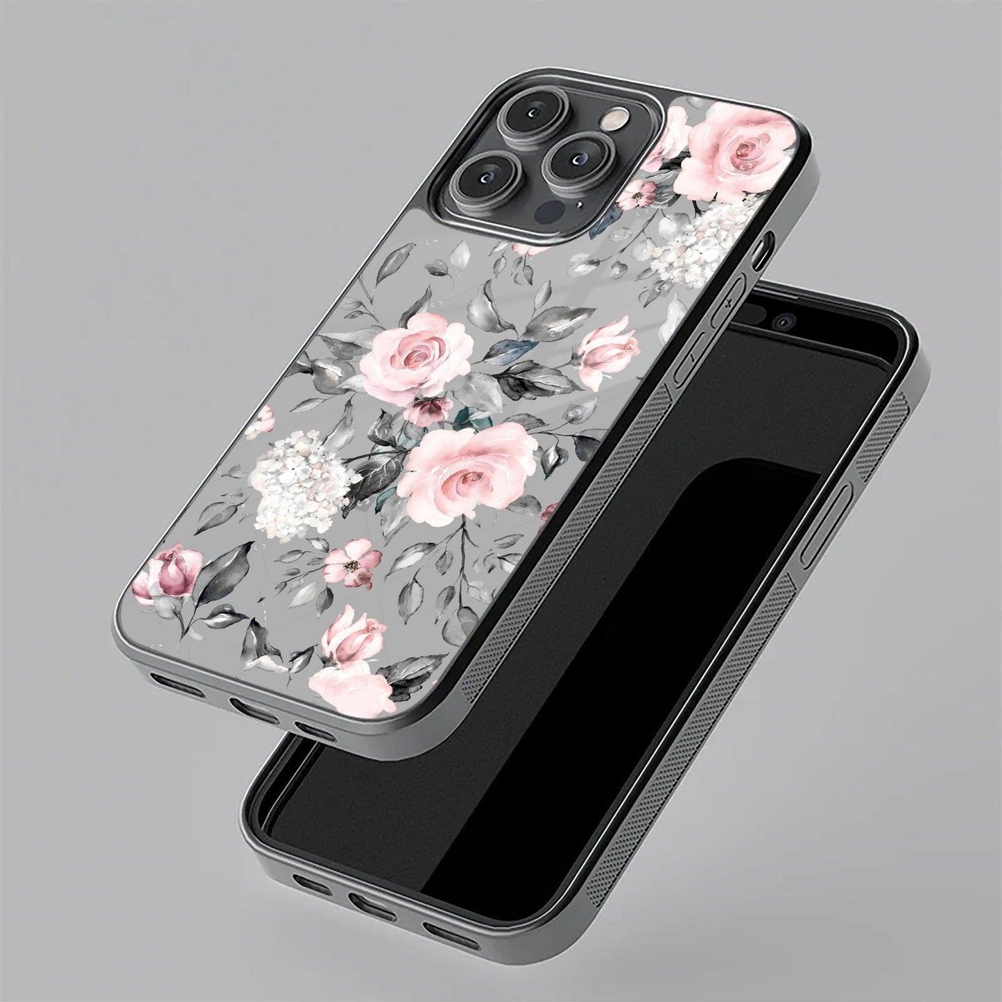 Retro Floral Glossy Glass Case Cover V2 For iQOO