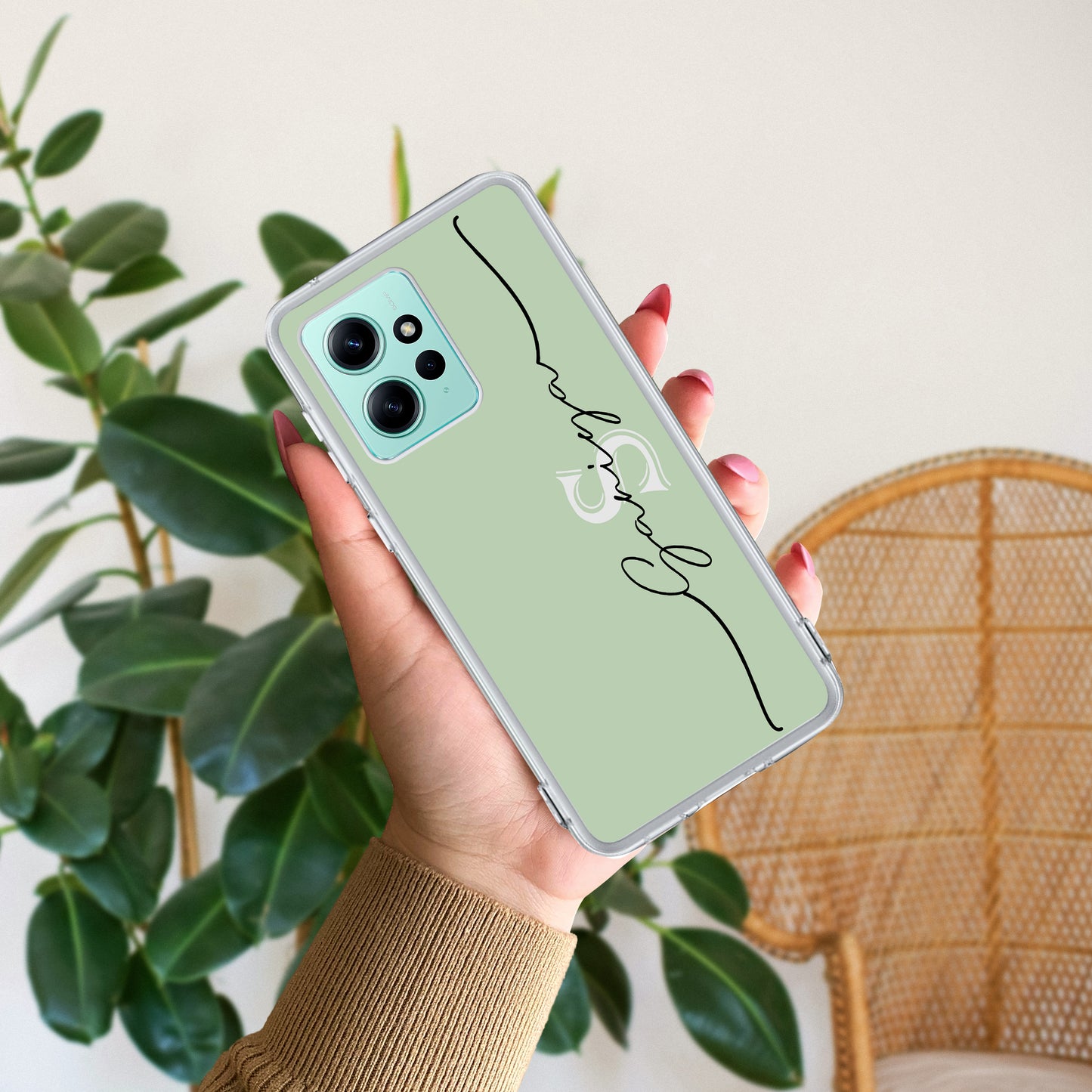 Personalized Initials Mint Green Silicon Case For Poco