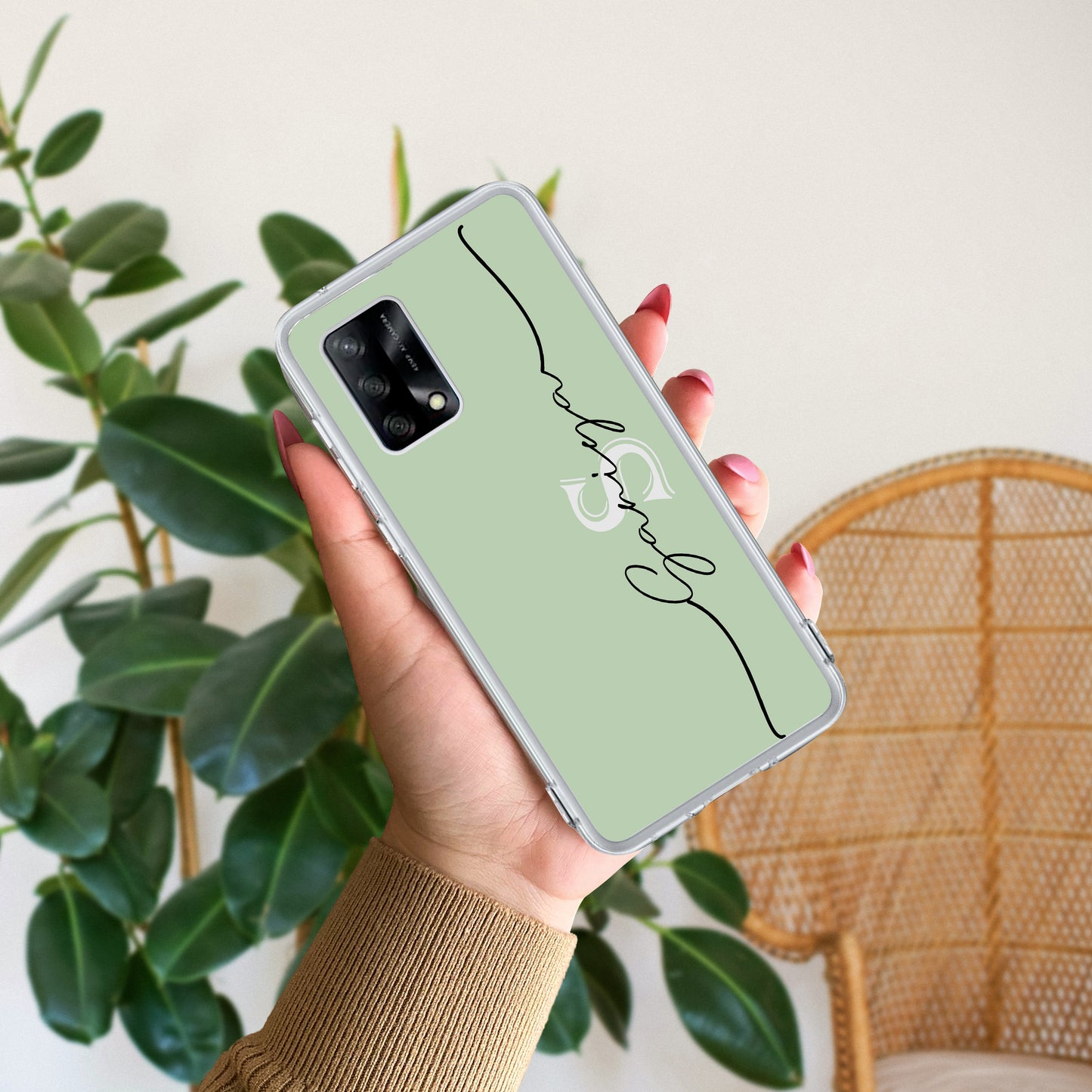 Personalized Initials Mint Green Silicon Case For Oppo