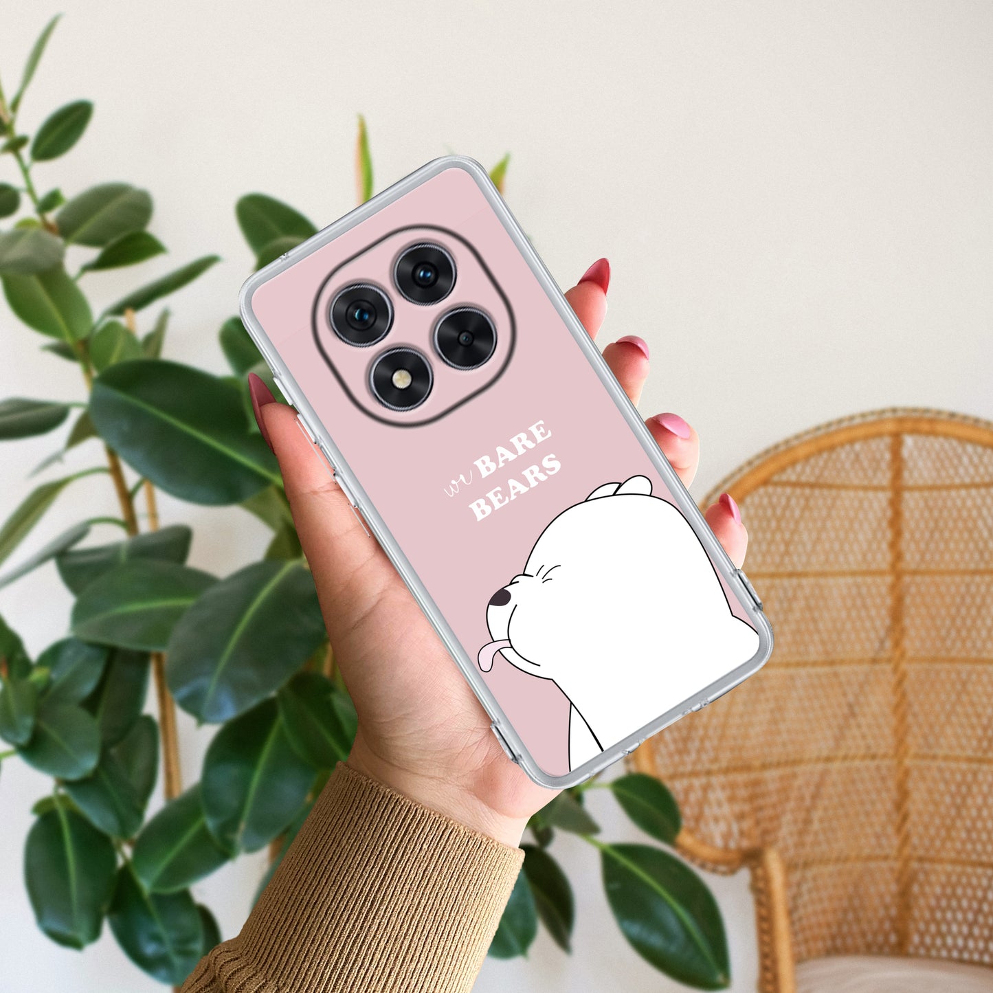 We Bare Bears Transparent Silicon Case Pink For Redmi/Xiaomi