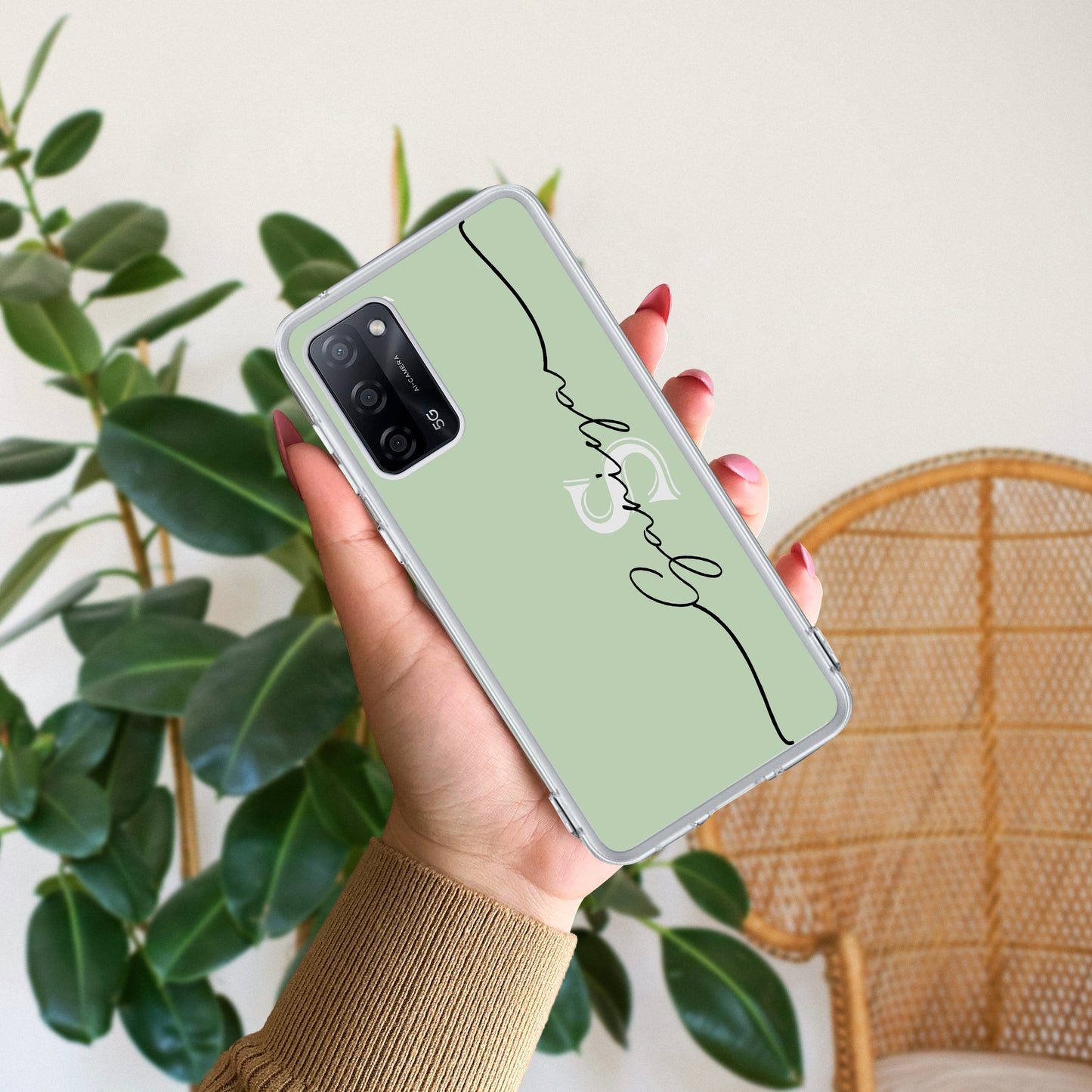 Personalized Initials Mint Green Silicon Case For Oppo