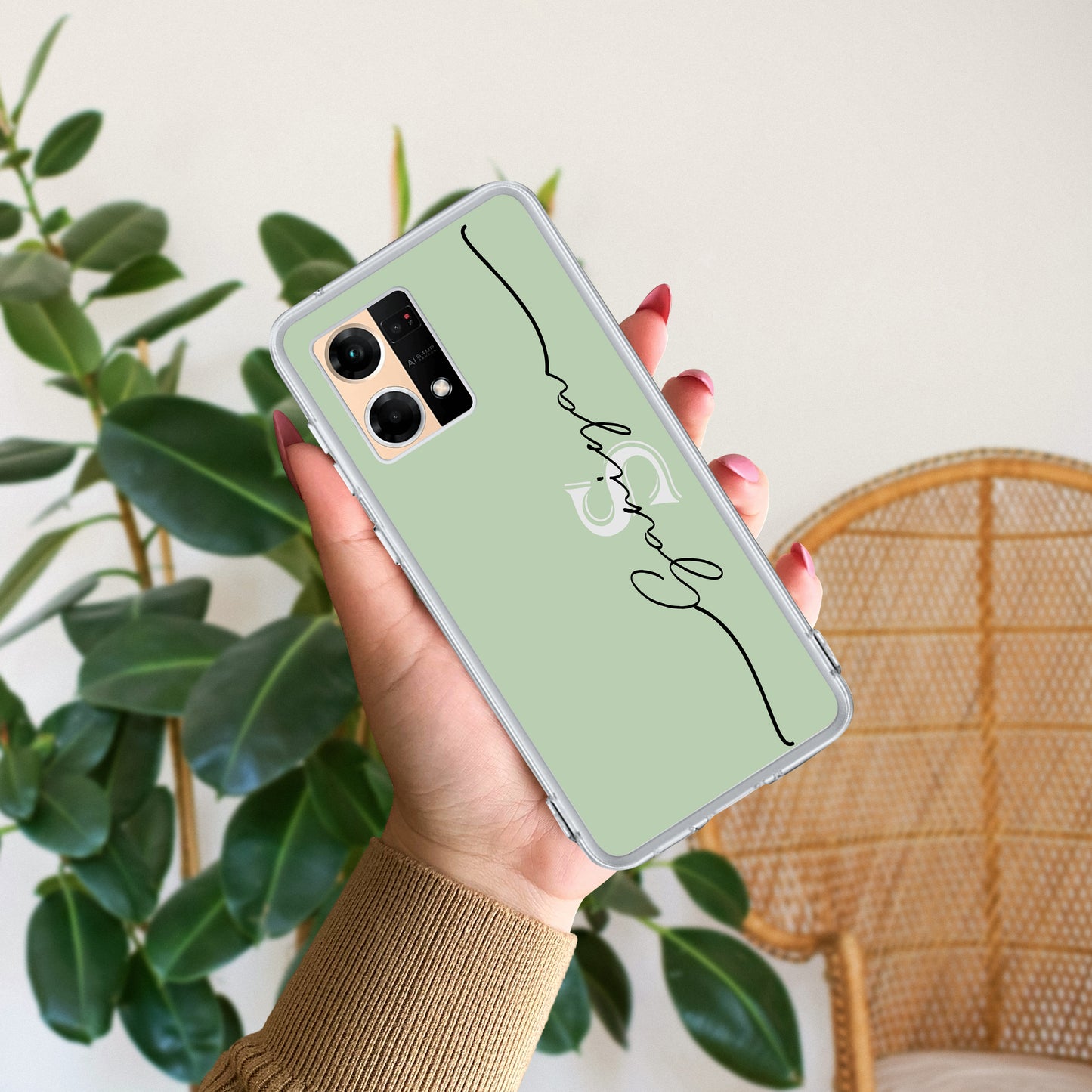 Personalized Initials Mint Green Silicon Case For Oppo