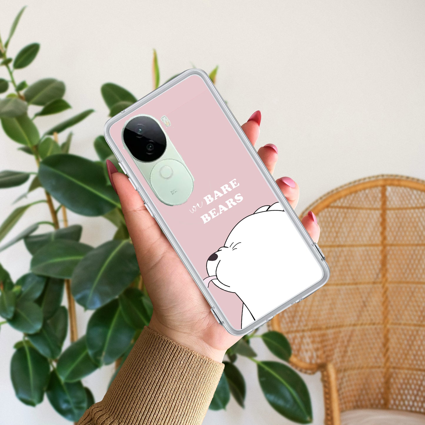 We Bare Bears Transparent Silicon Case Pink For iQOO