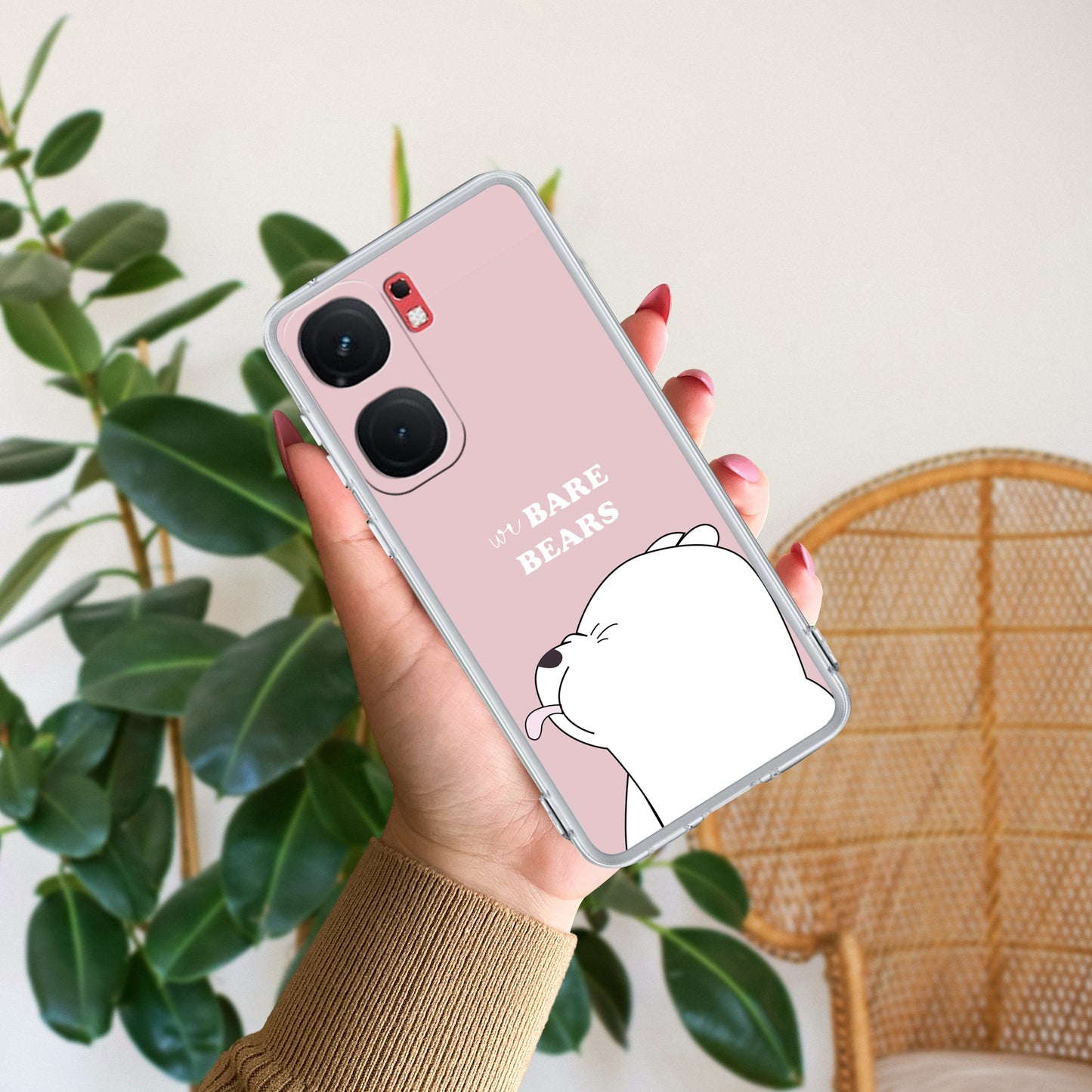 We Bare Bears Transparent Silicon Case Pink For iQOO