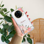 Pink Floral Transparent Silicon Case For Realme 12 Plus 5G