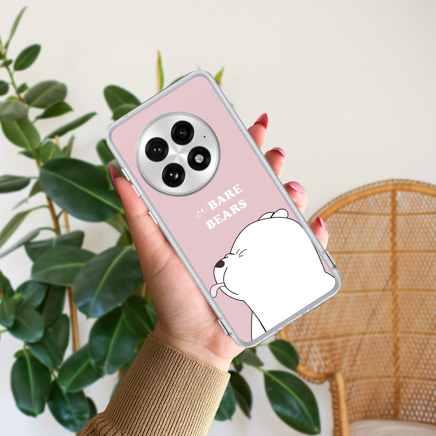 We Bare Bears Transparent Silicon Case Pink For OnePlus