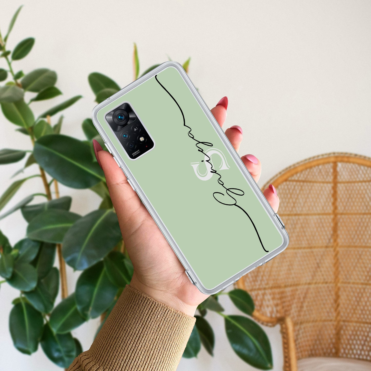 Personalized Initials Mint Green Silicon Case For Poco