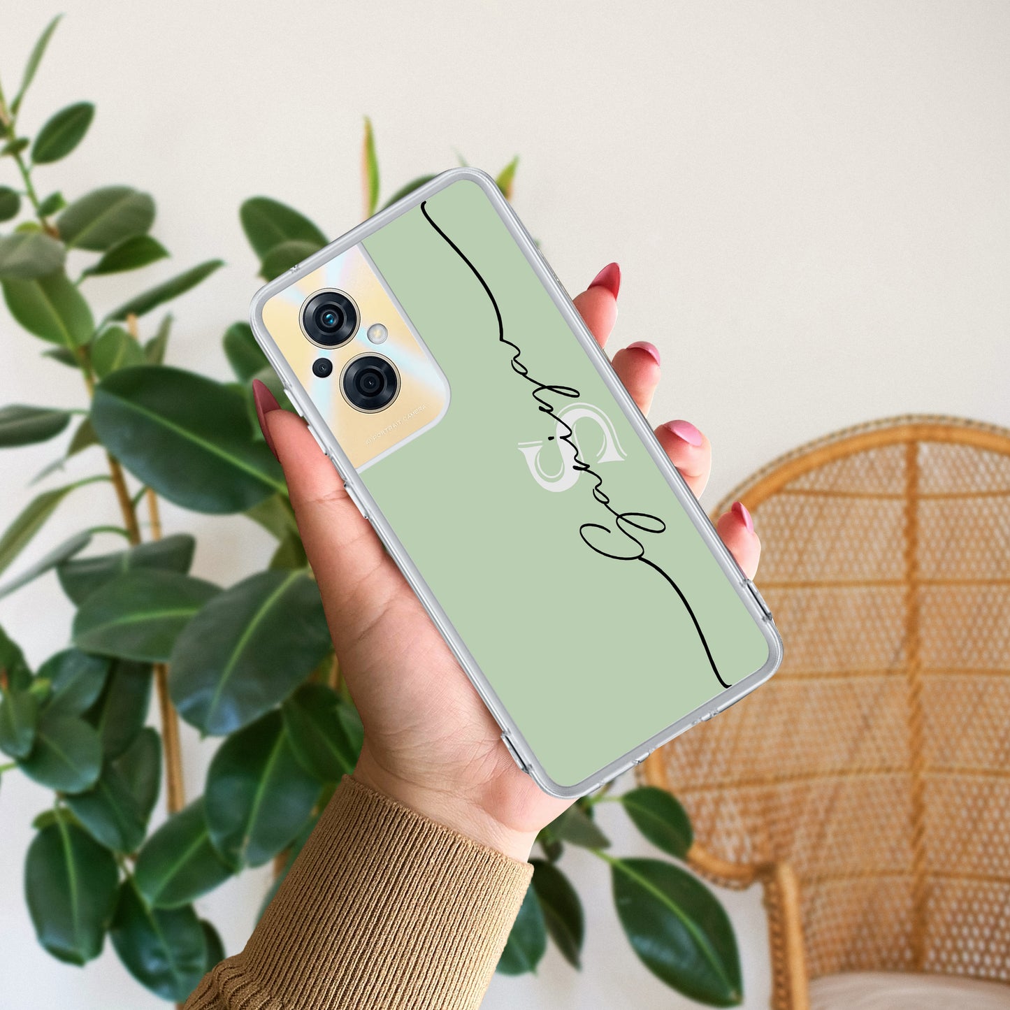 Personalized Initials Mint Green Silicon Case For Oppo