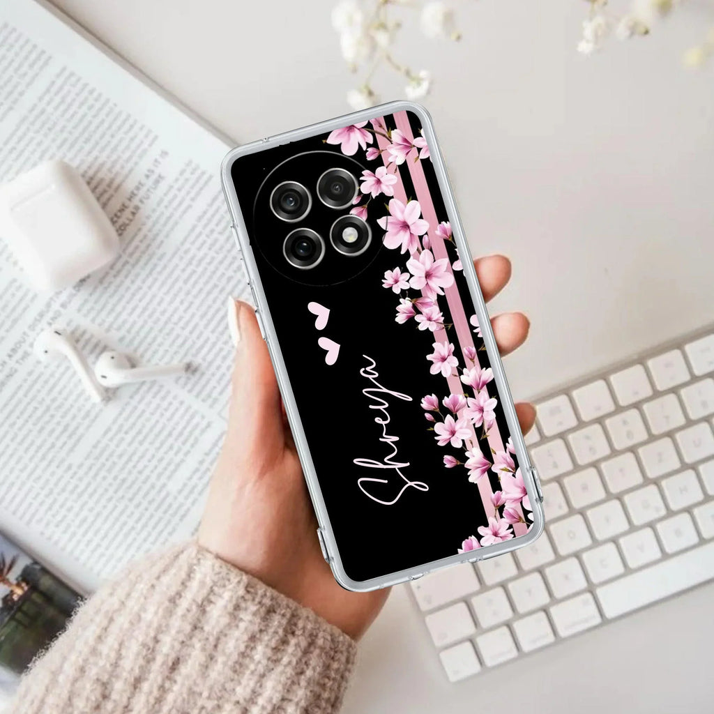 Pink Floral Customize Transparent Silicon Case For OnePlus Nord CE 2 Lite