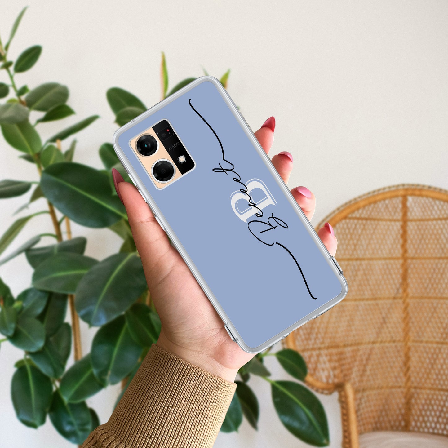 Personalized Initials Azure Silicon Case For Oppo