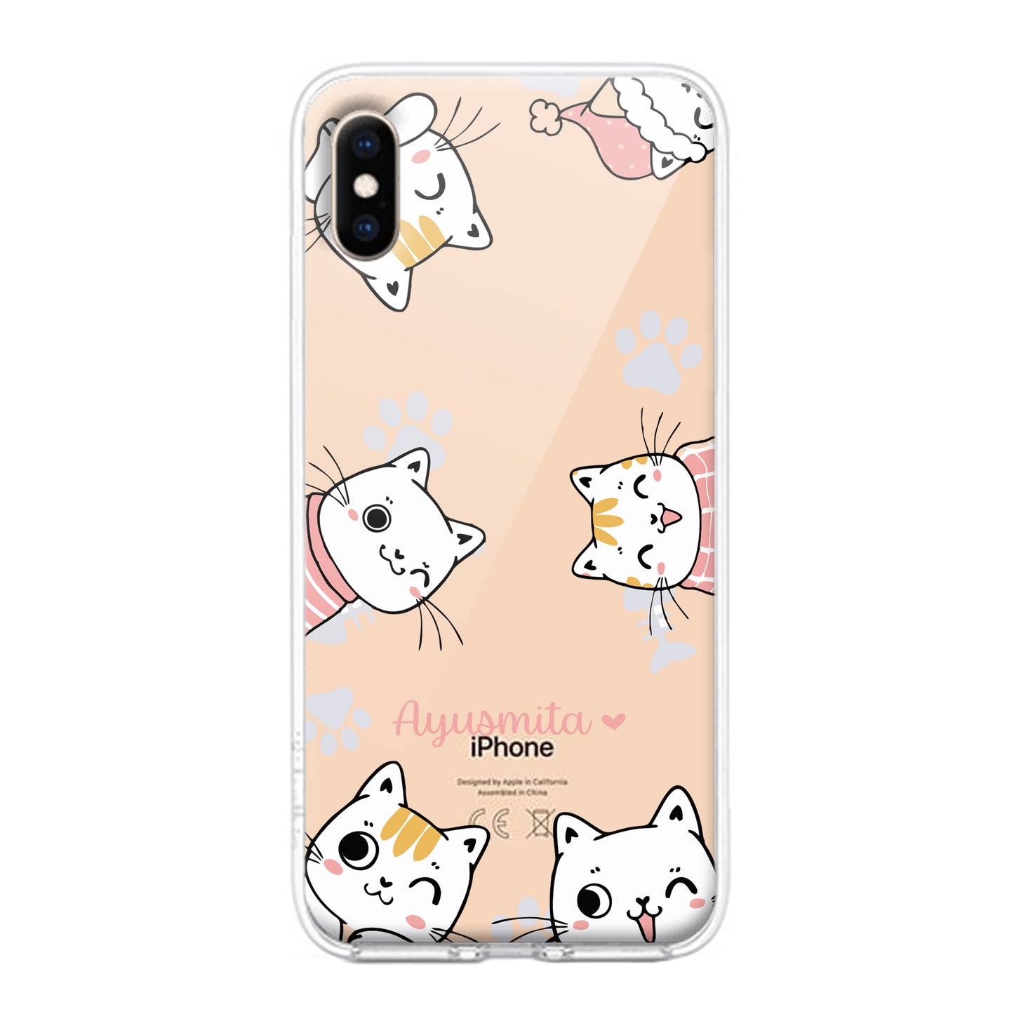 Cute Cat Customize Transparent Silicon Case For IPhone