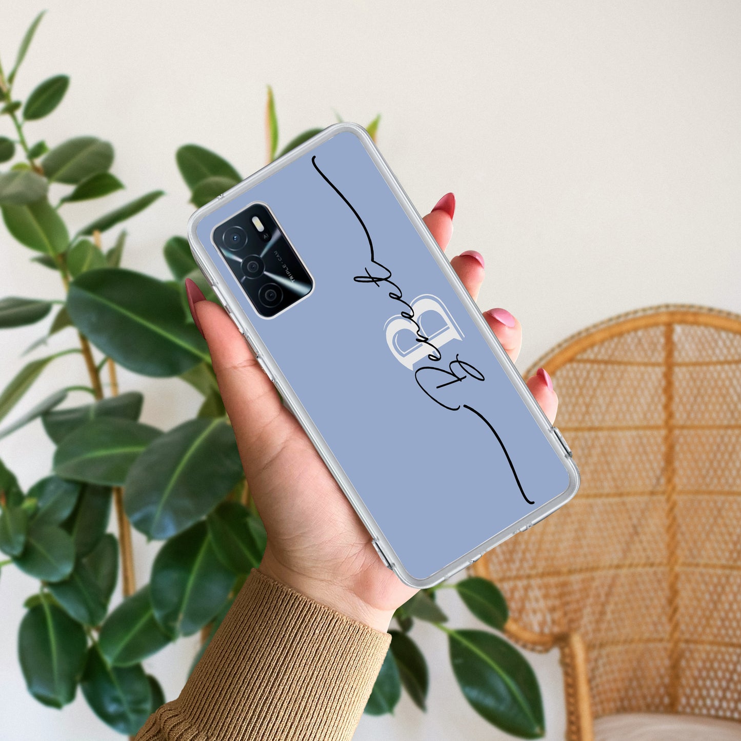 Personalized Initials Azure Silicon Case For Oppo