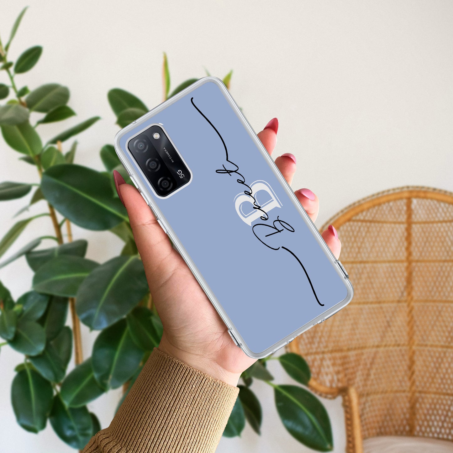 Personalized Initials Azure Silicon Case For Oppo