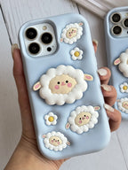 3D Cartoon Sheep Flock Case Funda Cotton Candy Cloud Pop Back Case with Holder - ShopOnCliQ