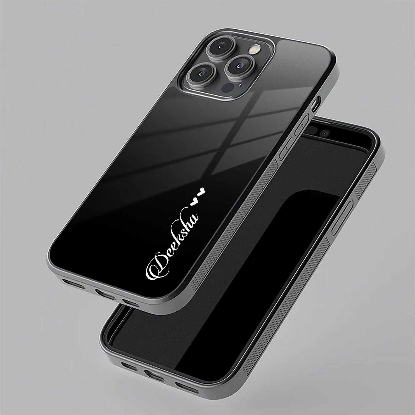 Customize Name Gradient Glass Case Cover Black For Vivo