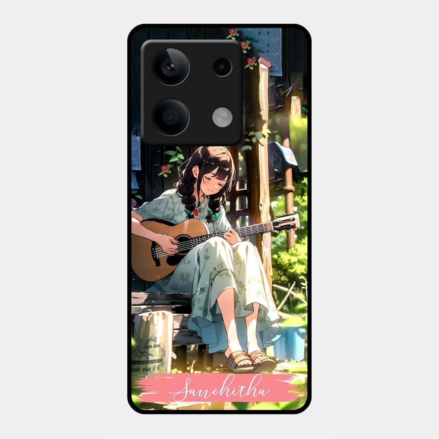 Guitar Girl Glossy Metal Case Cover For Redmi