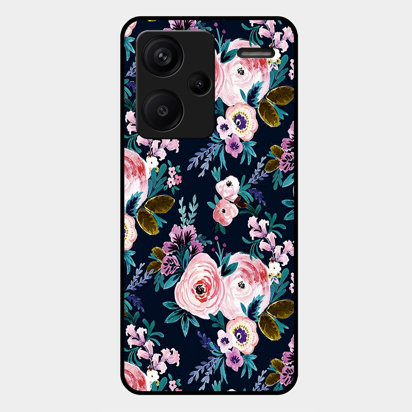 Cute Floral Glossy Metal Case Cover For Redmi