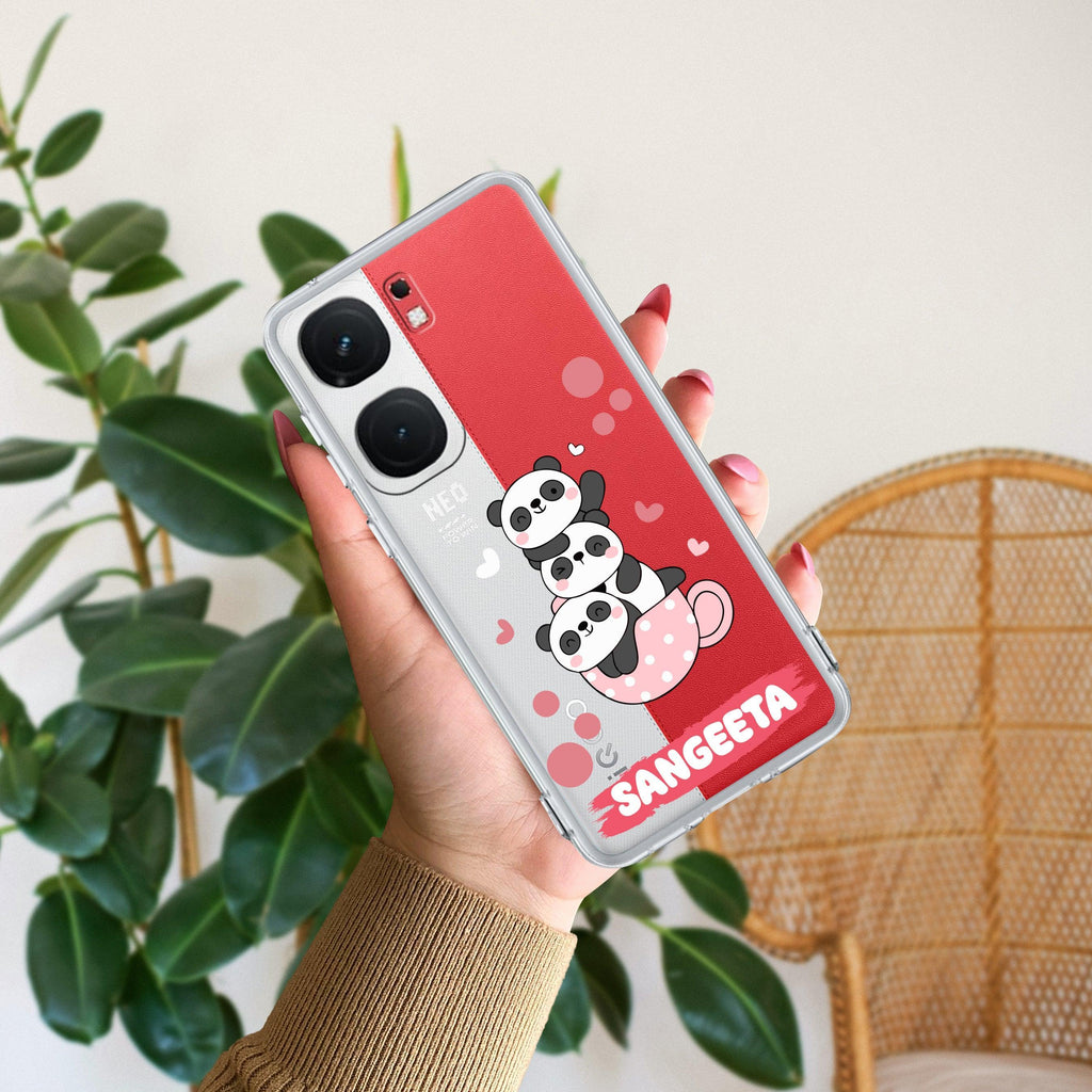 Tino Panda Customize Transparent Silicon Case For iQOO Z7 Pro 5G