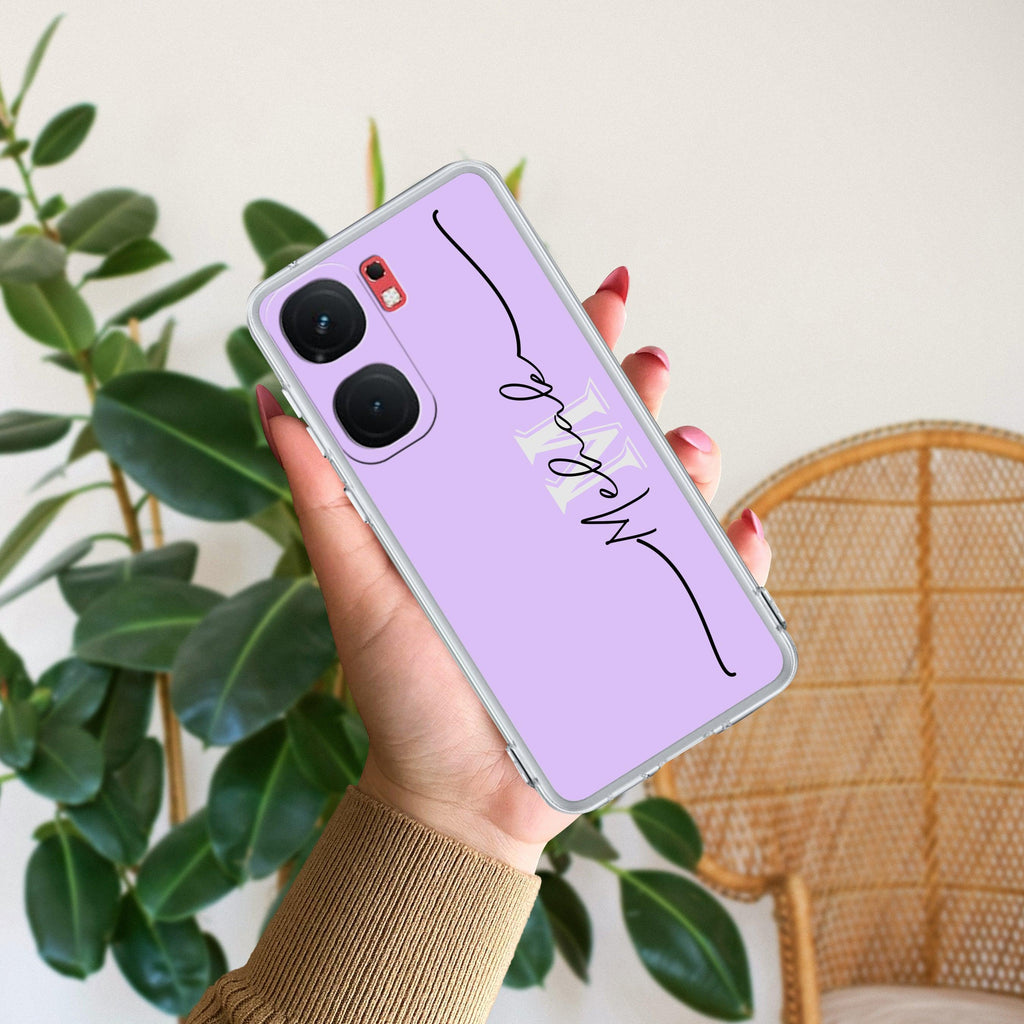 Personalized Initials Lavender Silicon Case For iQOO - ShopOnCliQ