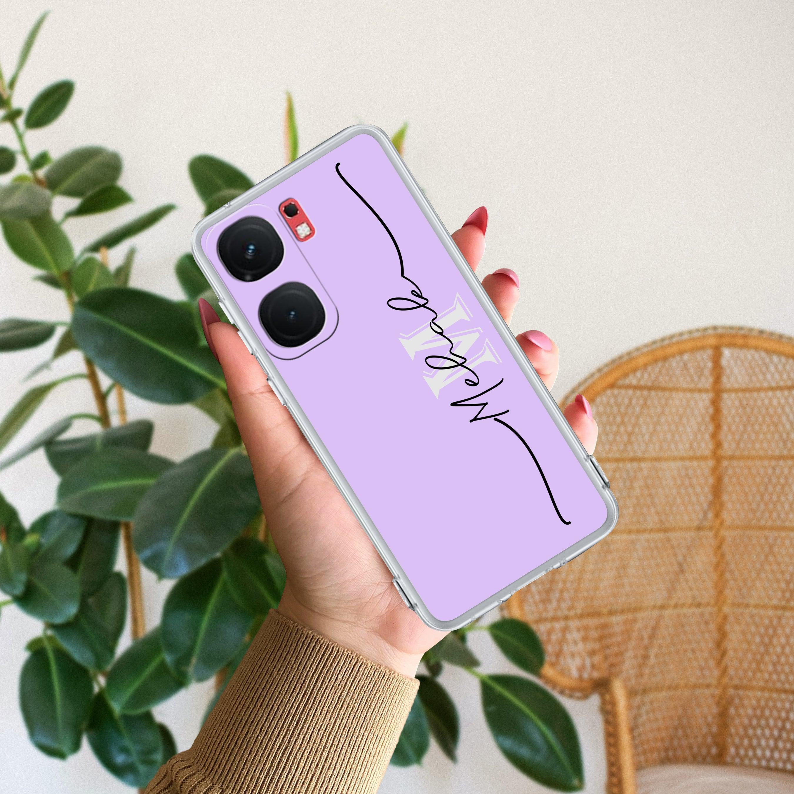Personalized Initials Lavender Silicon Case For iQOO - ShopOnCliQ