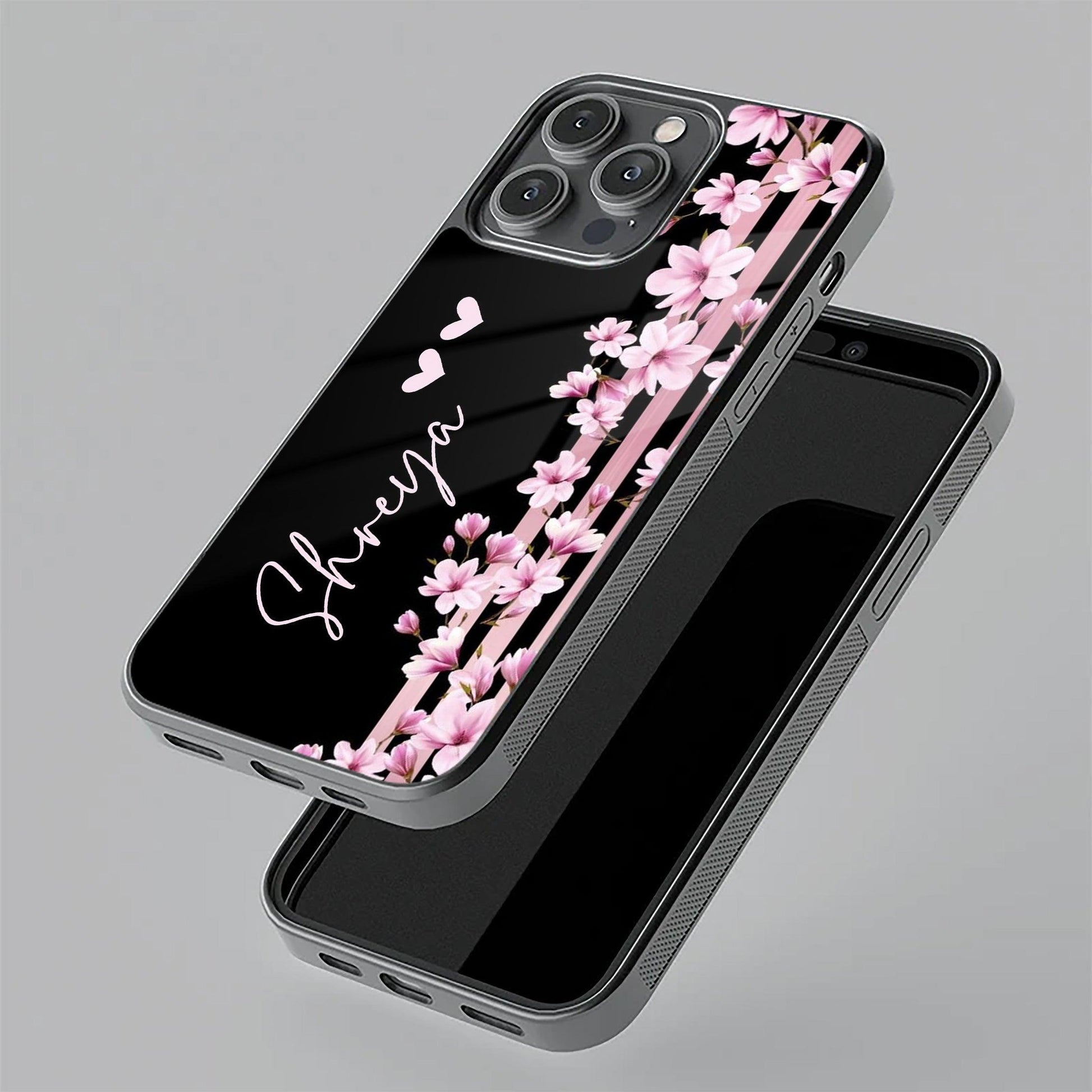 Pink Floral Customize Glass Case Cover For Vivo ShopOnCliQ