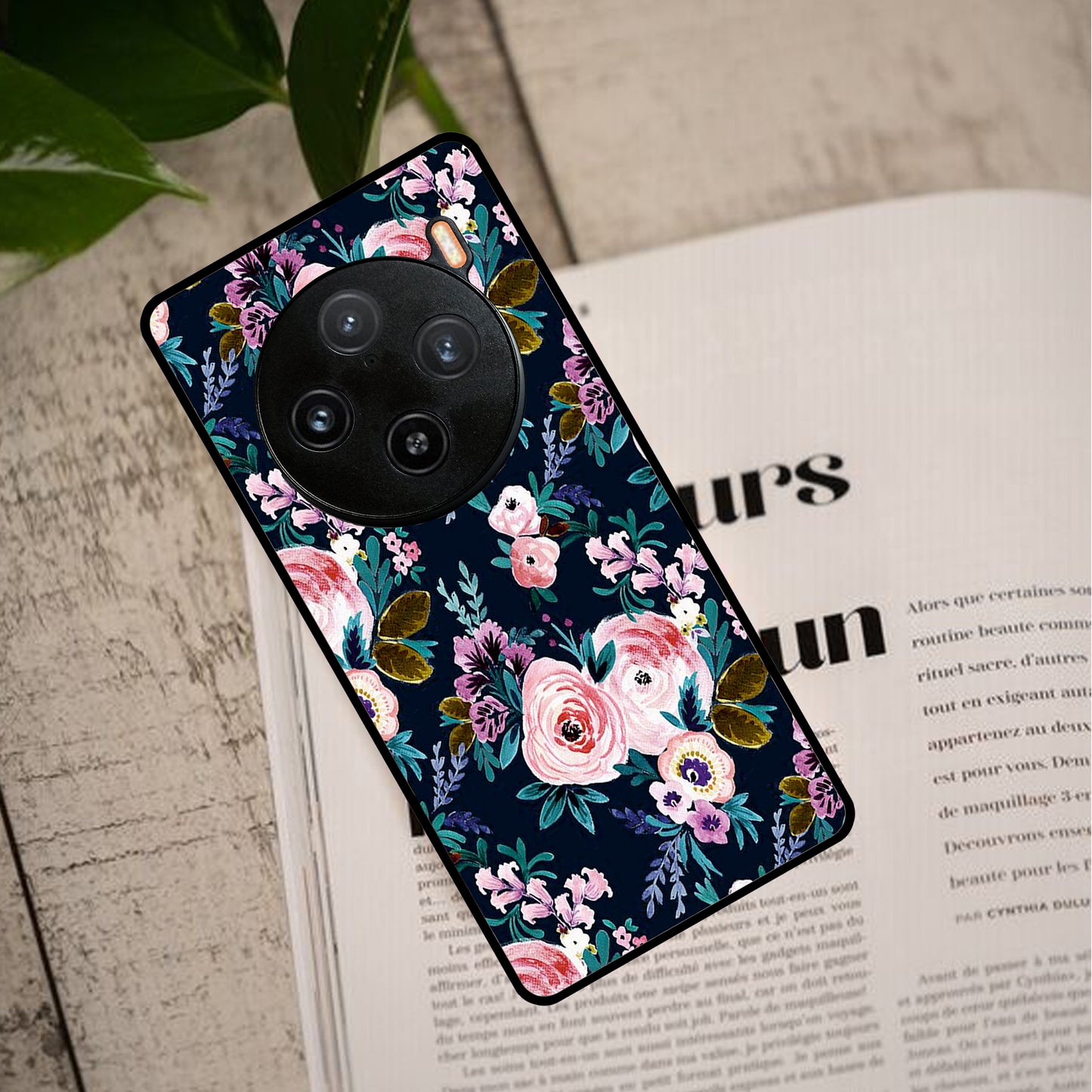 Cute Floral Glossy Metal Case Cover For Vivo