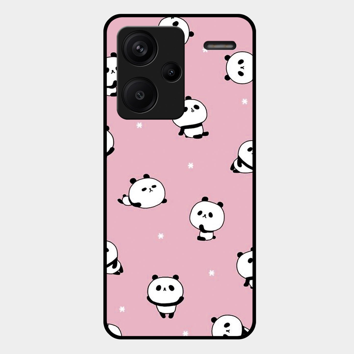 Cute Panda Glossy Metal Case Cover For Redmi