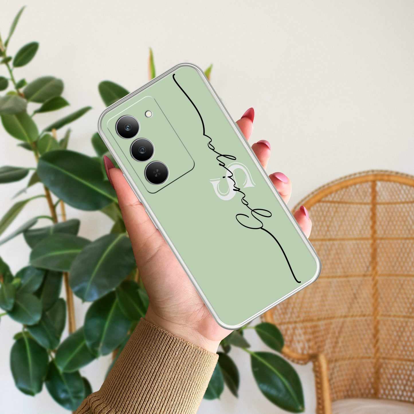 Personalized Initials Mint Green Silicon Case For Realme/Narzo