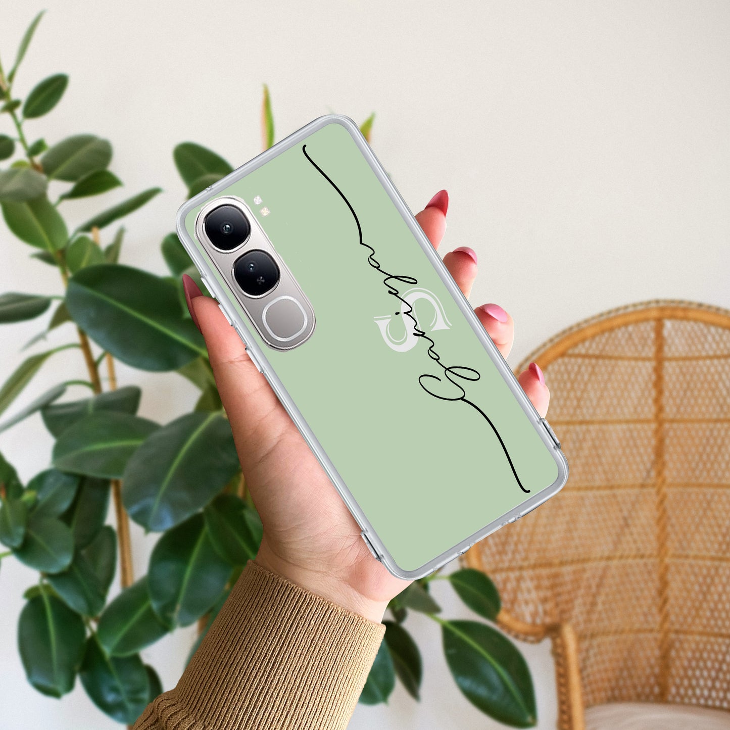 Personalized Initials Mint Green Silicon Case For Vivo