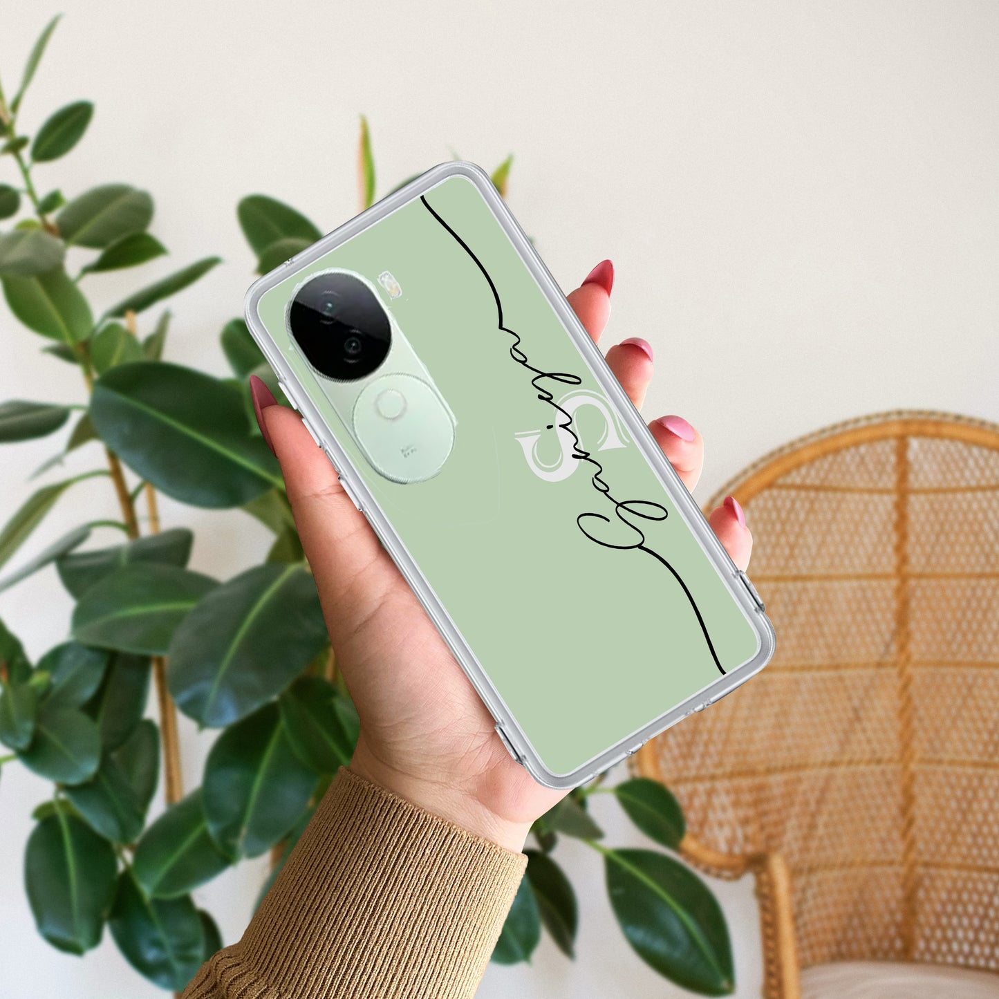 Personalized Initials Mint Green Silicon Case For iQOO