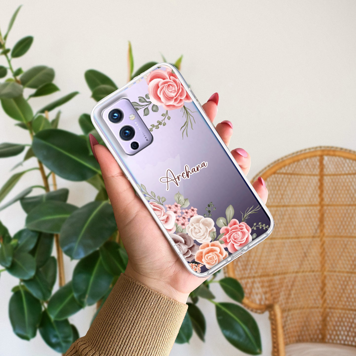 Pink Floral Transparent Silicon Case For OnePlus