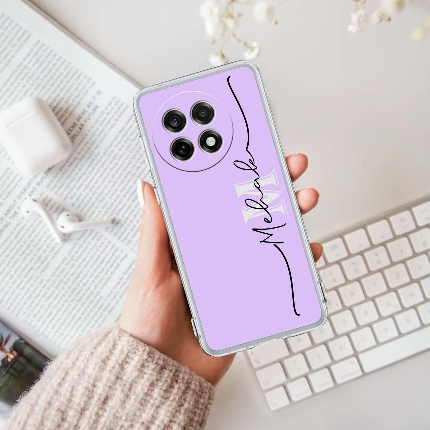 Personalized Initials Lavender Silicon Case For OnePlus