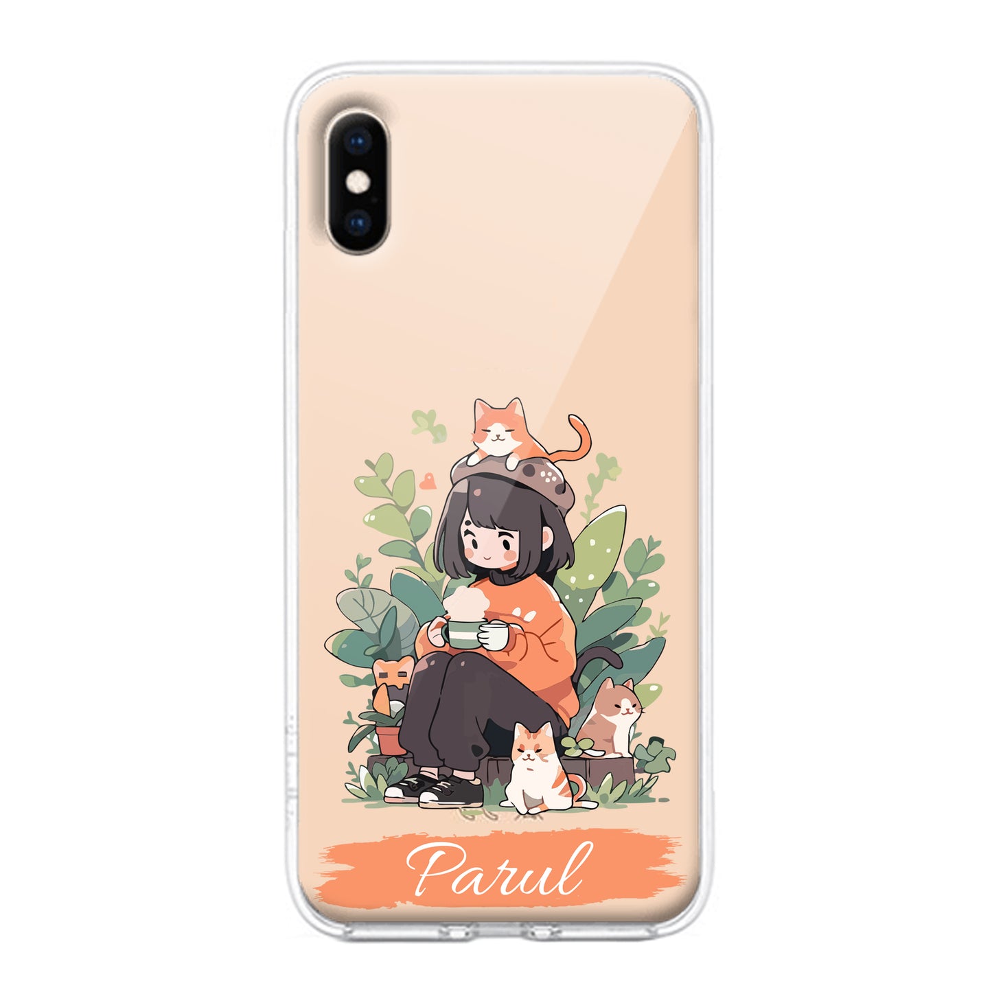 Cat Lover Customize Transparent Silicon Case For iPhone