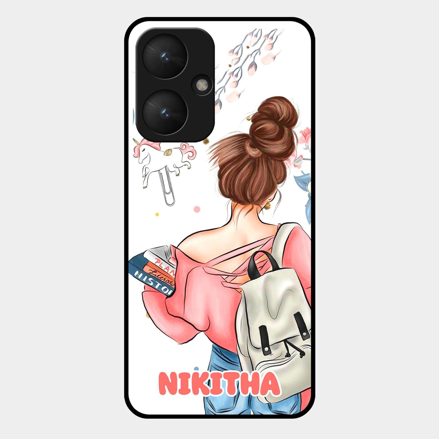 Girl With Book Glossy Metal Case Cover For Redmi