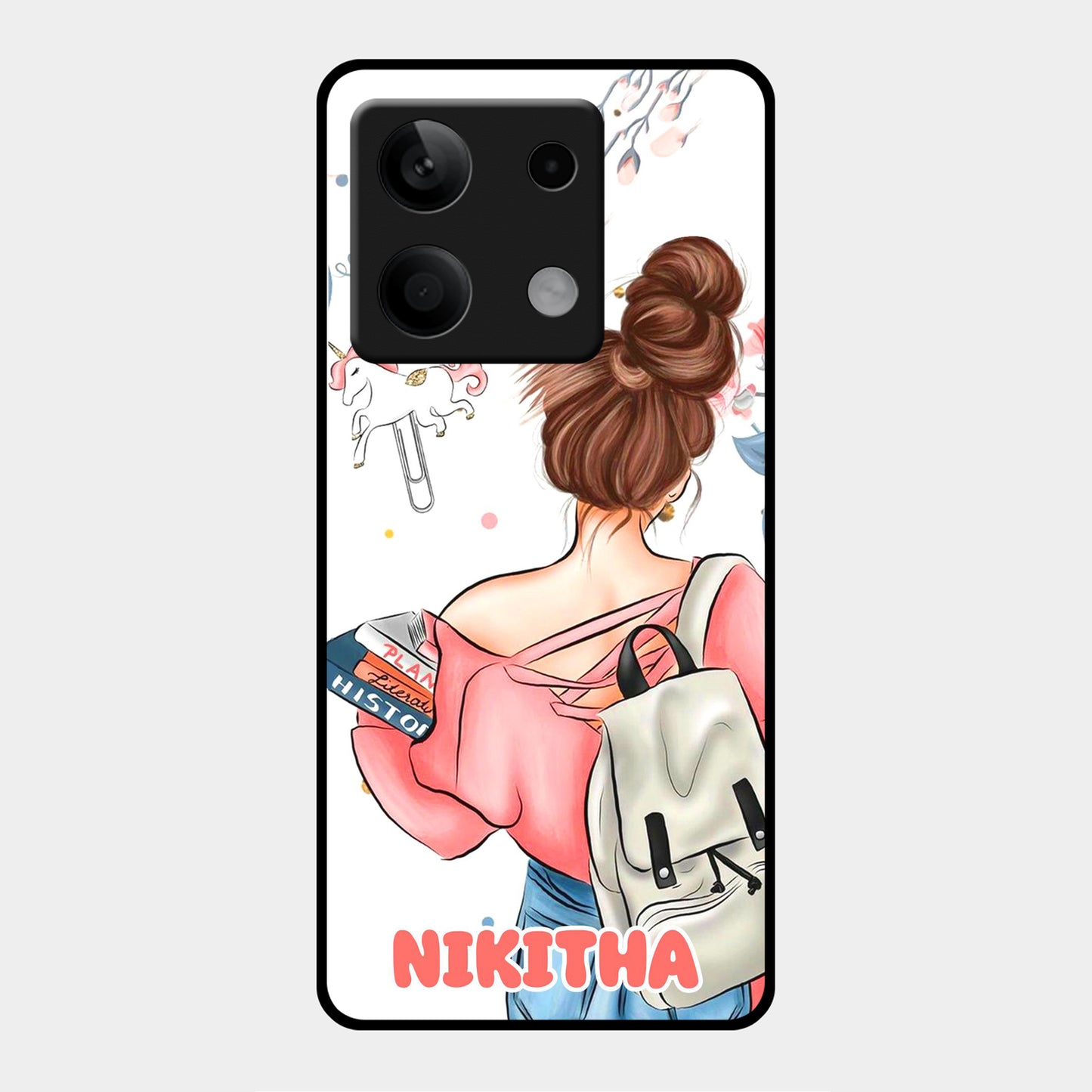 Girl With Book Glossy Metal Case Cover For Redmi