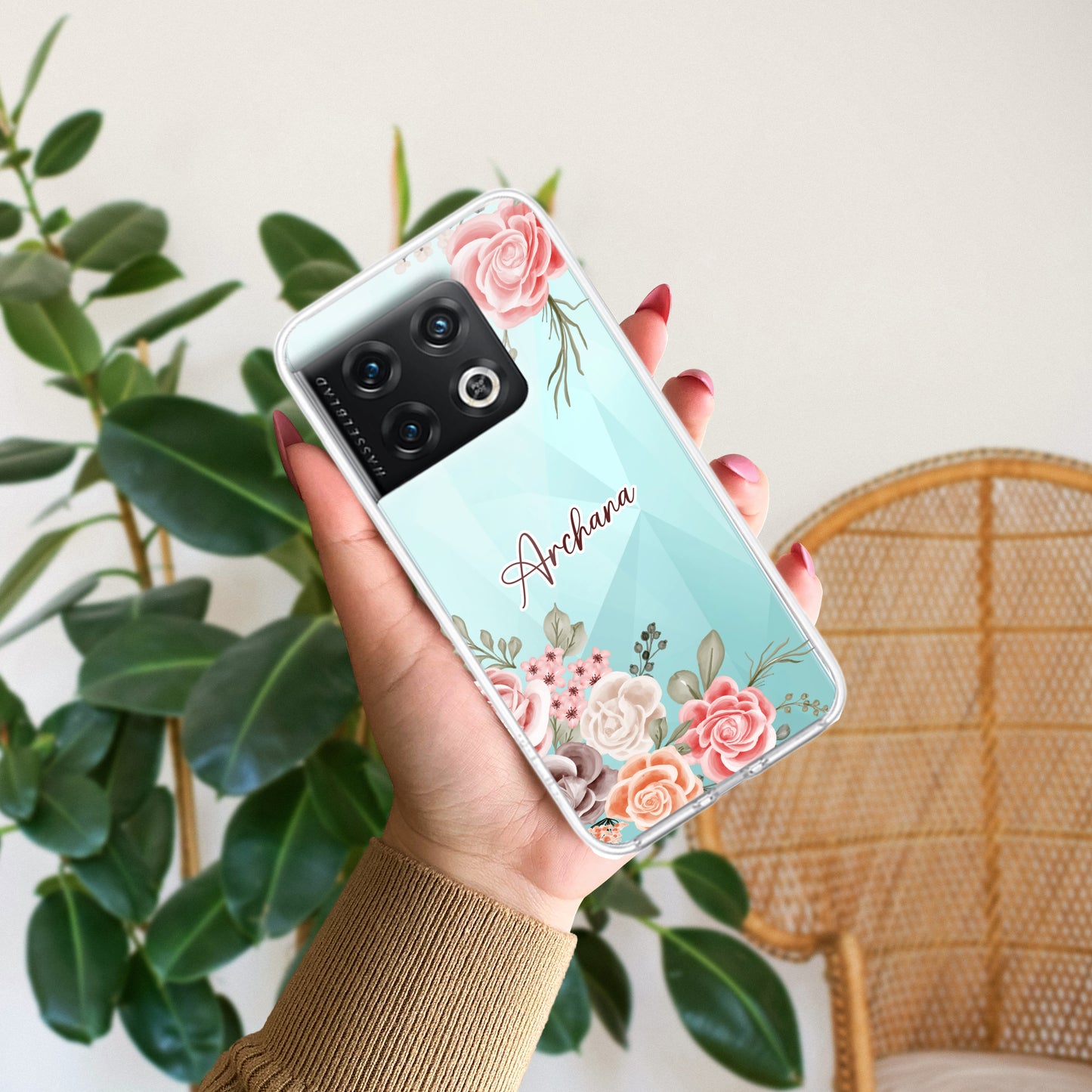 Pink Floral Transparent Silicon Case For OnePlus